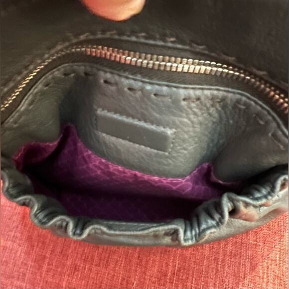 BRIGHTON GRAY LEATHER CROSSBODY SHOULDER BAG PURSE - Picture 8 of 13